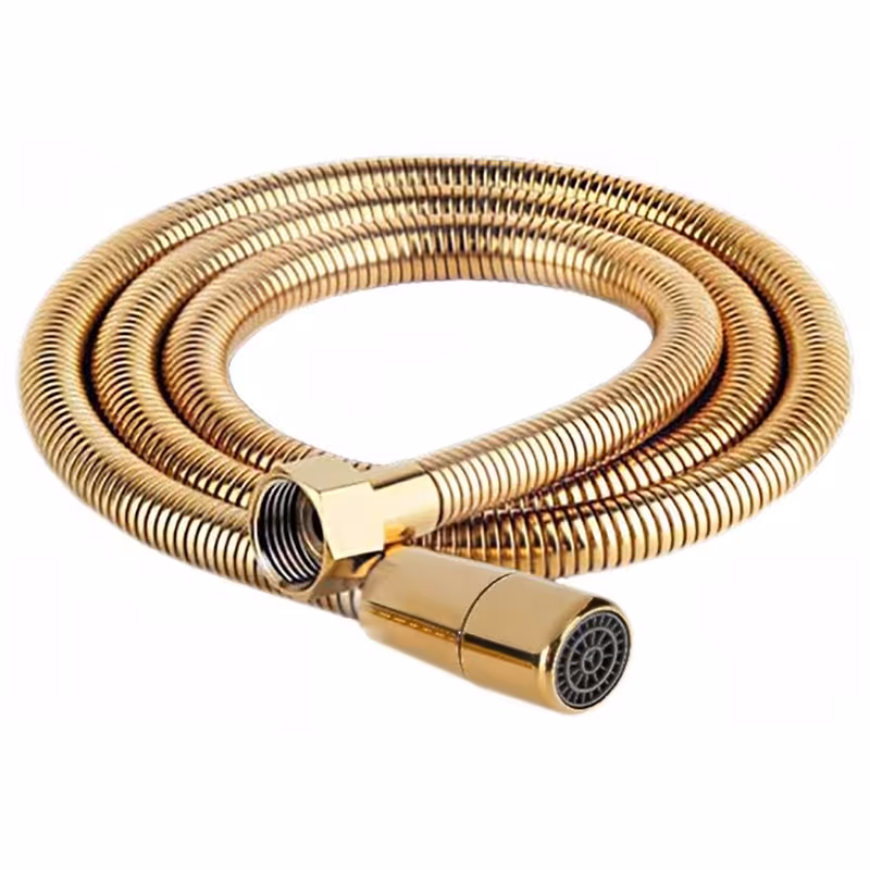 شلنگ توالت ریز بافت با سری برنجی رنگ طلایی