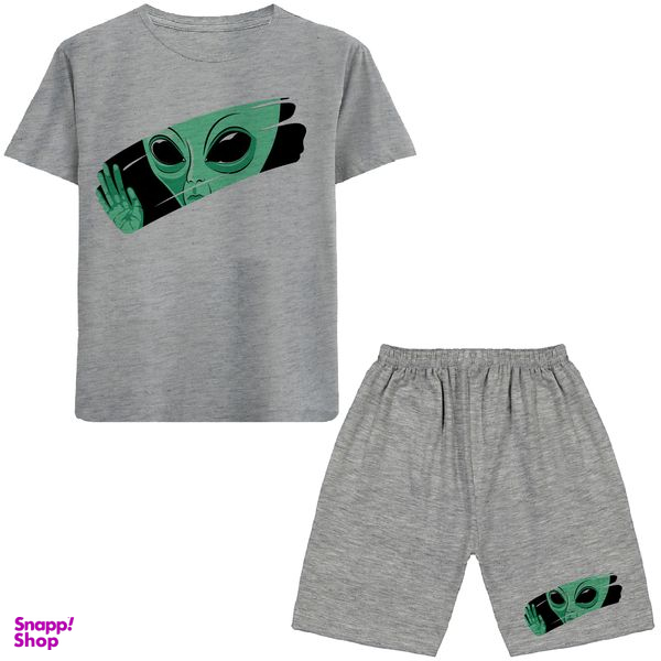 ست تیشرت و شلوارک پسرانه طرح آدم فضایی کد N186