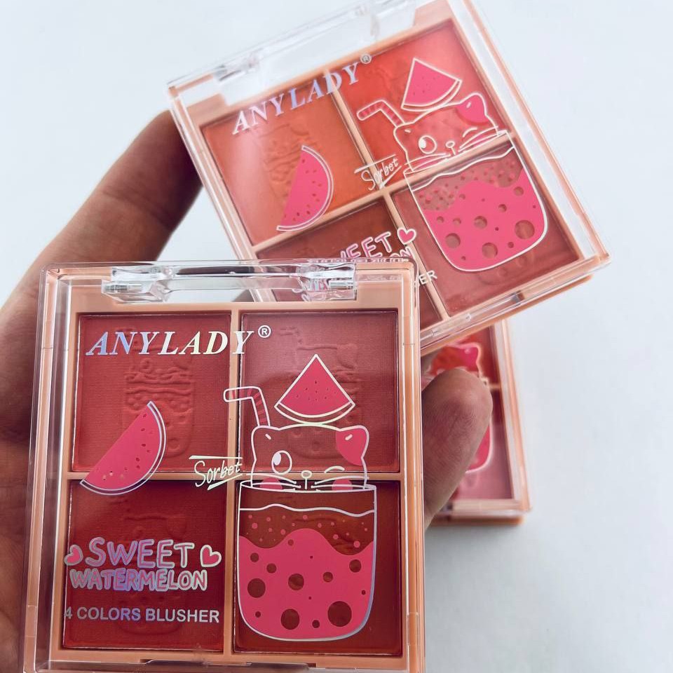 پالت رژگونه چهار رنگ طرح گربه و هندوانه انی لیدی