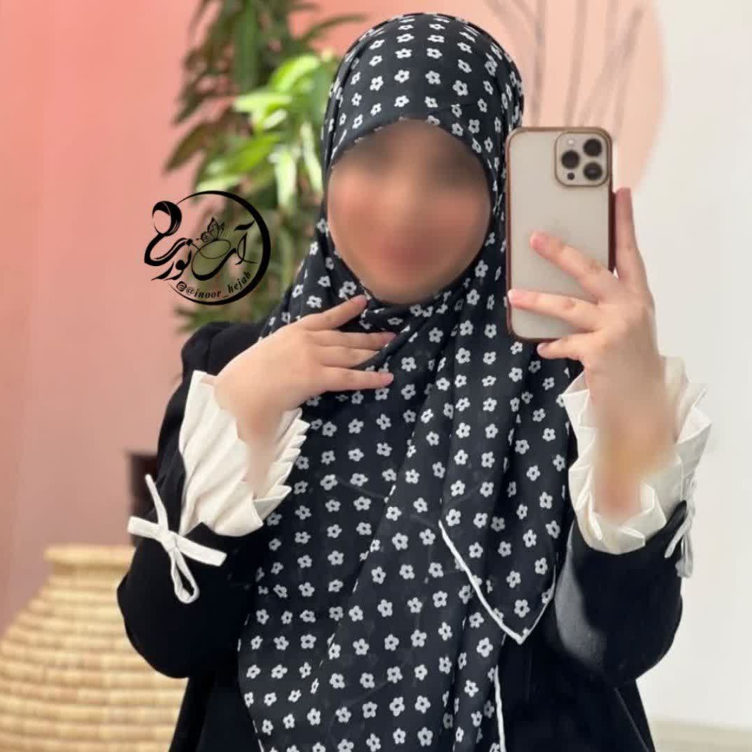 روسری مشکی سوپر نخ شکوفه ریز