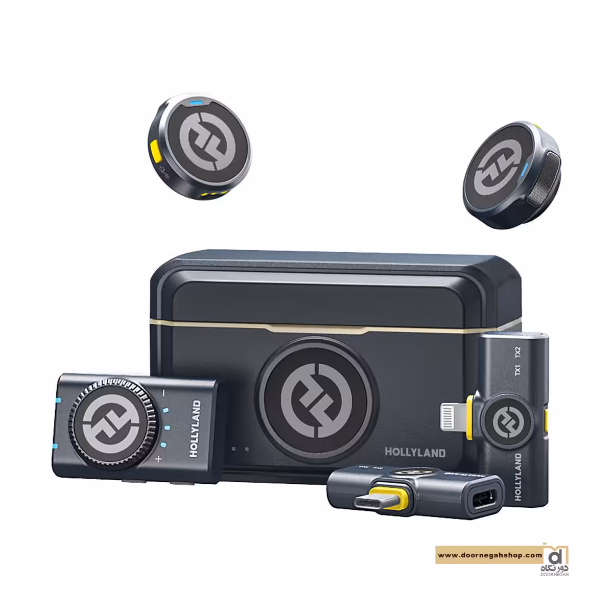 میکروفون یقه ای بی سیم Hollyland LARK M2 DUO 2 Person Wireless Combo Microphone