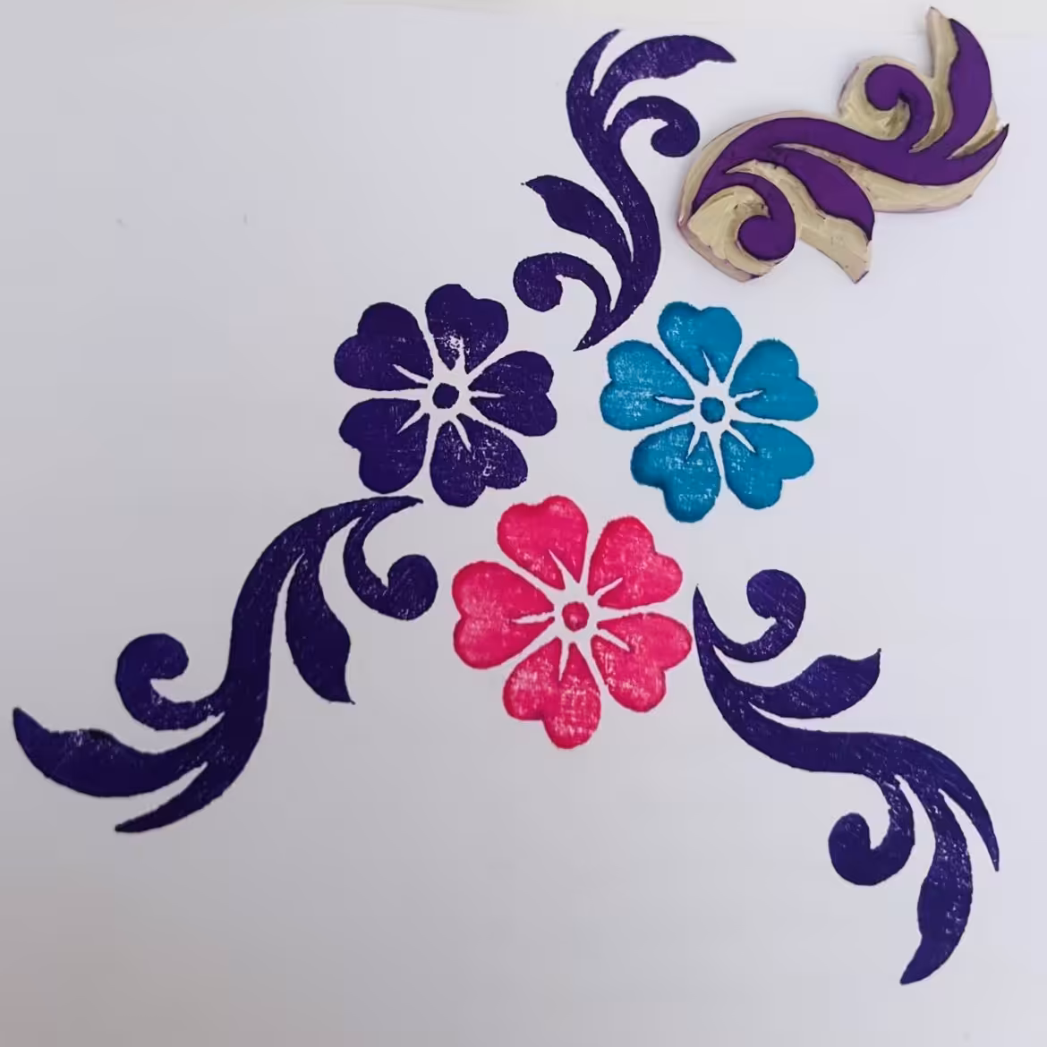 مهر دستساز ( طرح ترکیبی گل و برگ) 