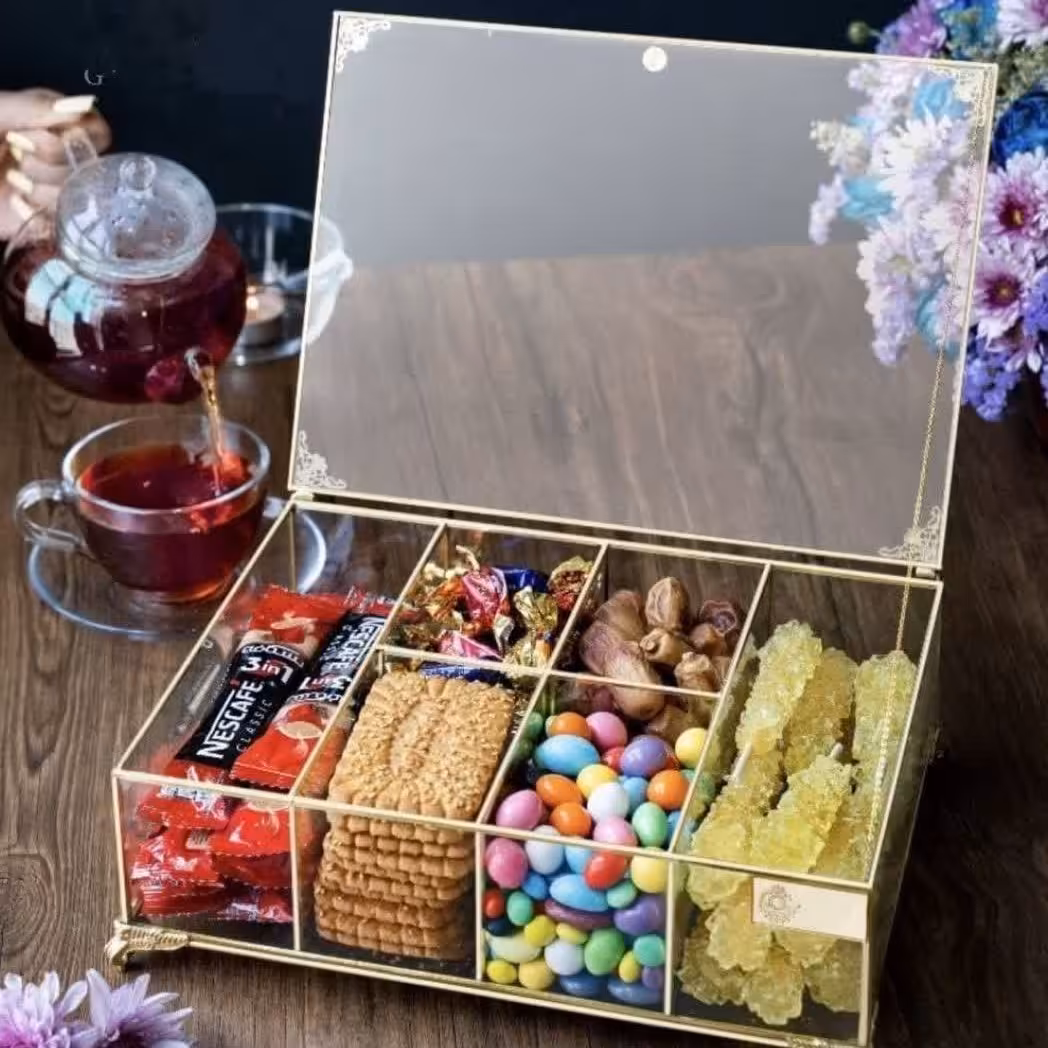 تی باکس شیشه ای شش خانه طلایی