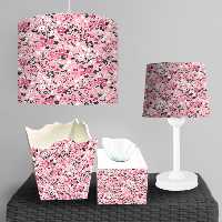 لوستر و ساعت دیواری و جعبه دستمال ست طرح گل و شکوفه صورتی BA-4899