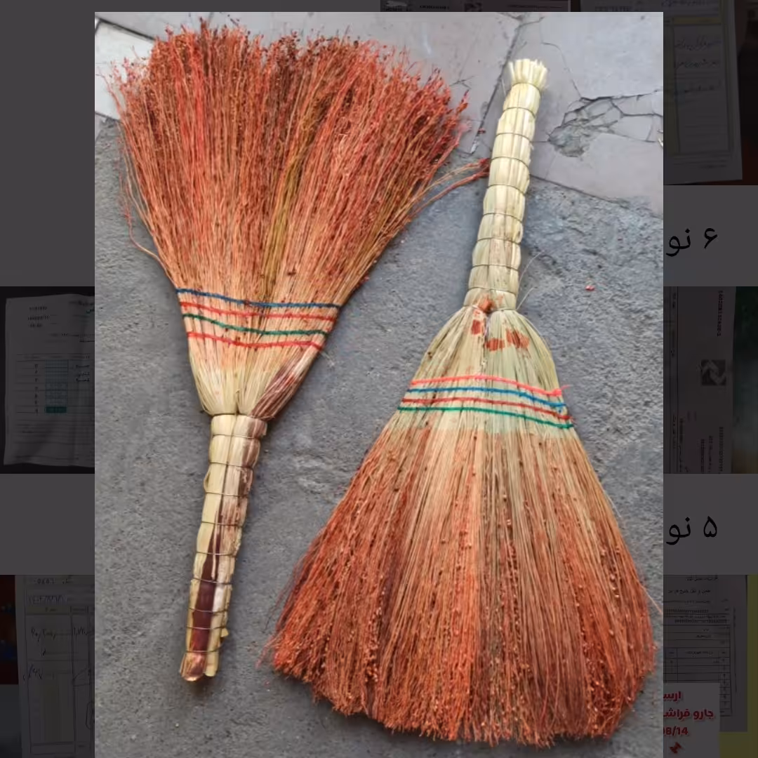 جارو دستی مشهدی رنگی متوسط درجه یک دونه ای