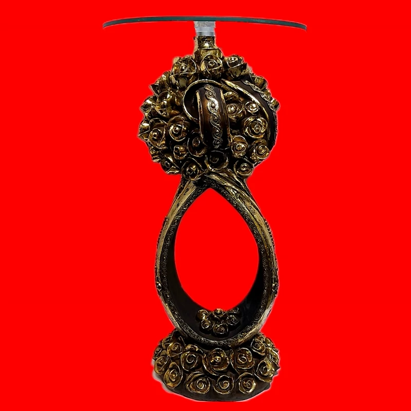 میز تلفن و دکوری گل رز بلند آبکاری طلا عالیجناب در ارتفاع80سانت | amazonchi