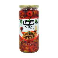 زیتون سبز حلقه شده ( اسلایس ) با فلفل تند 450 گرم لوراس - loras