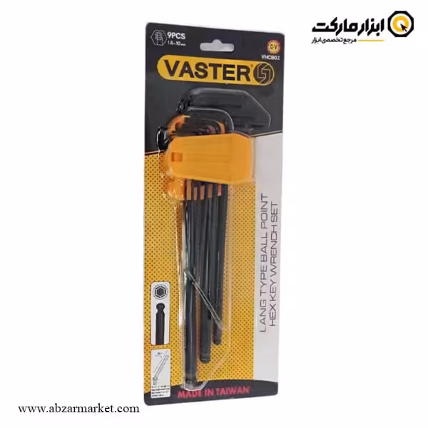 آچار آلن سر گرد واستر کارتی بلند 9 عددی مدل VHCB02