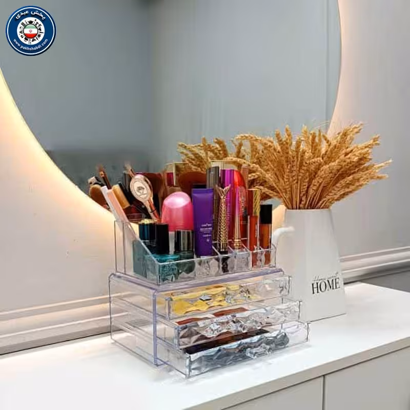 استند لوازم آرایش سه کشو مدل الماس