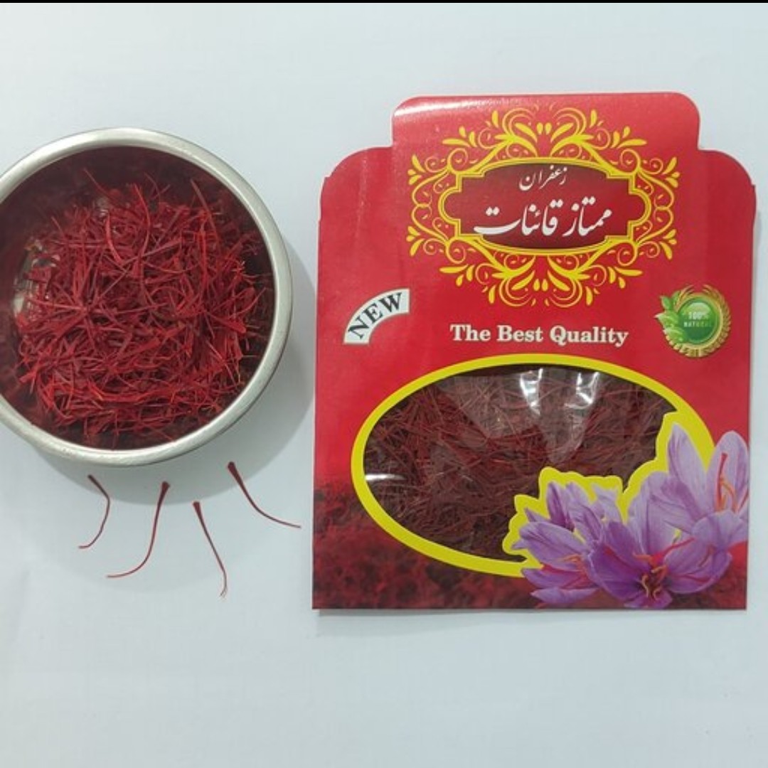 زعفران ممتاز قاینات درجه یک صادراتی(2گرمی)سر گل  اول تست بعد استفاده