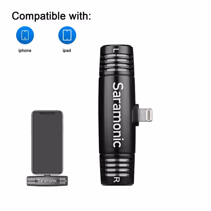 میکروفون موبایل سارامونیک مدل Saramonic Compact Stereo Microphone with Lightning Connector SPMIC510 DI