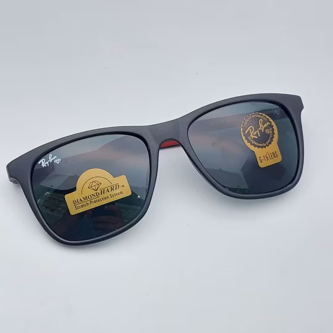 عینک آفتابی مردانه ریبن طرح جدید شیشه سنگ فریم مشکی مات ارسال رایگان 