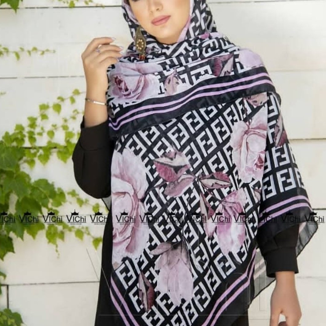 روسری نخی طرح فندی بنفش