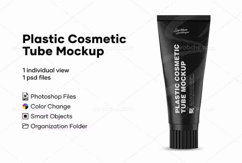 موکاپ لایه باز بسته بندی کرم تیوپی | گرافیک با طعم تربچه