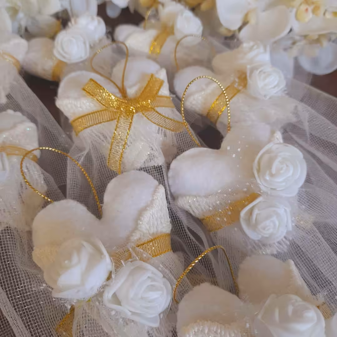 گیفت و یادبود قلب نمدی عروس بسته 10 عددی