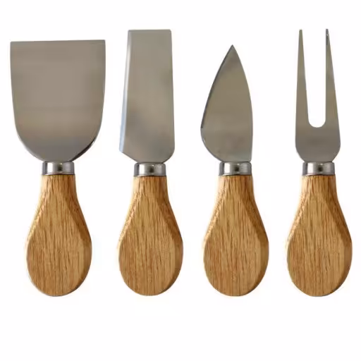کارد صبحانه خوری 4 تکه دسته چوبی استیل مدل بامبو