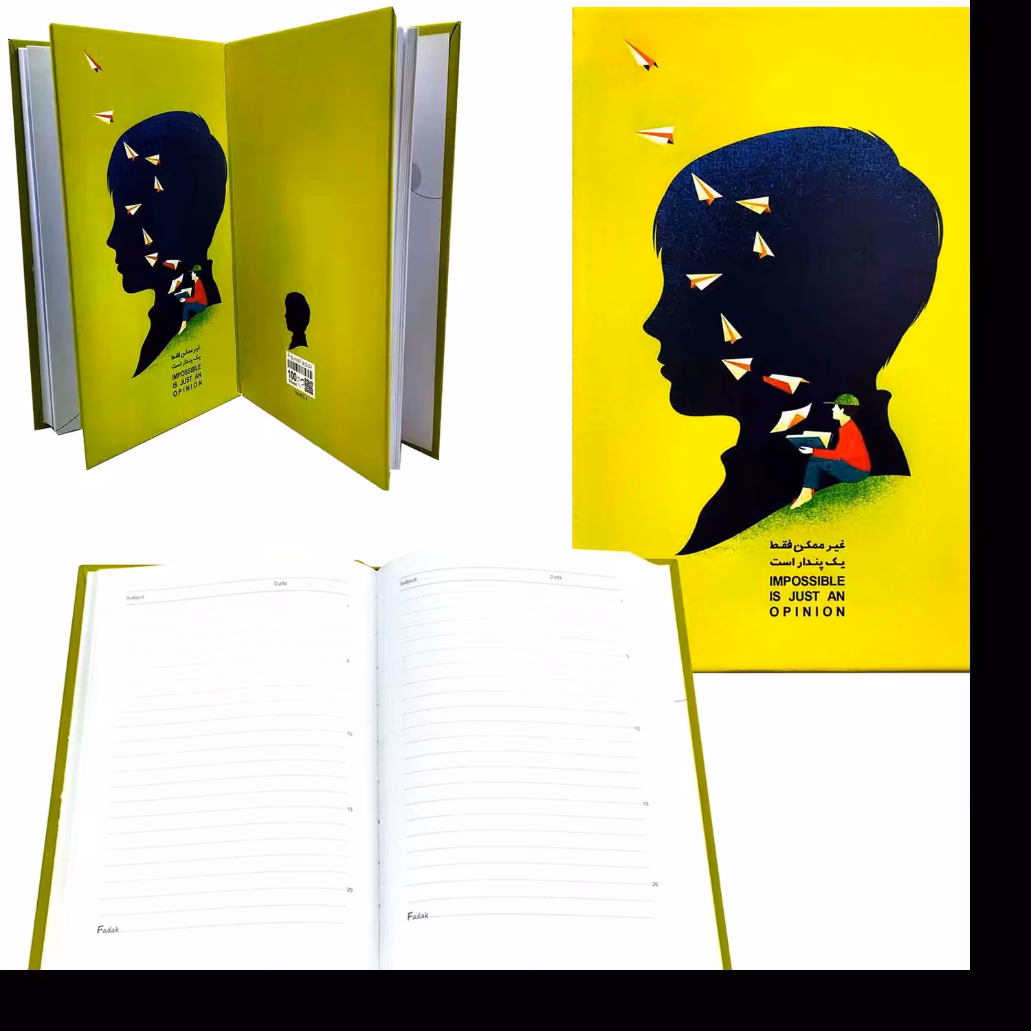 101572-یک عدد دفتر 100 برگ جلد سخت در سایز A5 در 20 طرح(یک طرح به انتخاب شما)