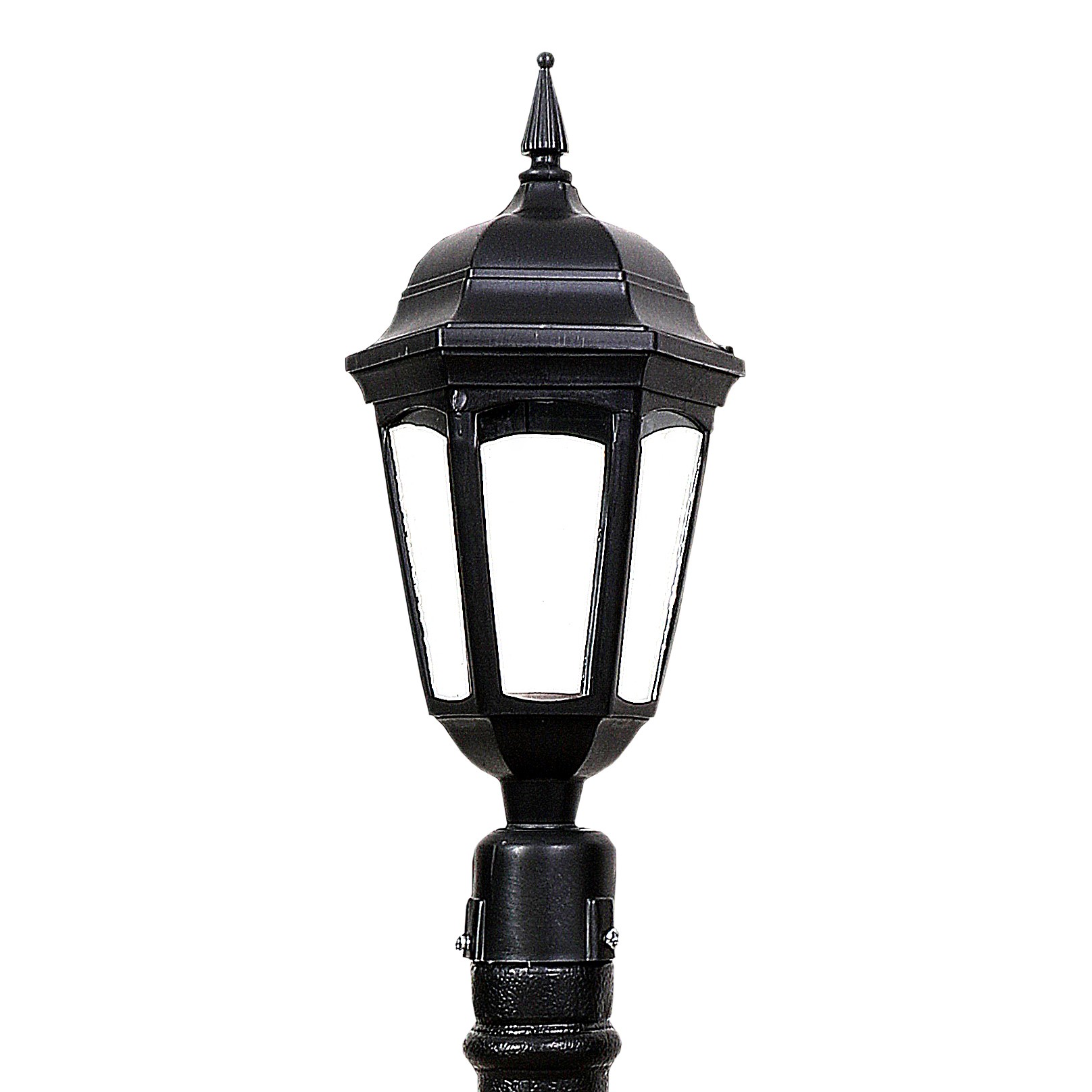 چراغ حیاطی سرلوله مدل بدنه رومی کلاهک شش پر پلاستیکی مشکی