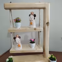 استند چوبی رومیزی  فانتزی گل و گلدان... (پس کرایه)