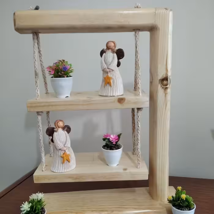 استند چوبی رومیزی  فانتزی گل و گلدان... (پس کرایه)