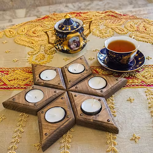 جاشمعی چوبی طرح لوزی 6 عددی