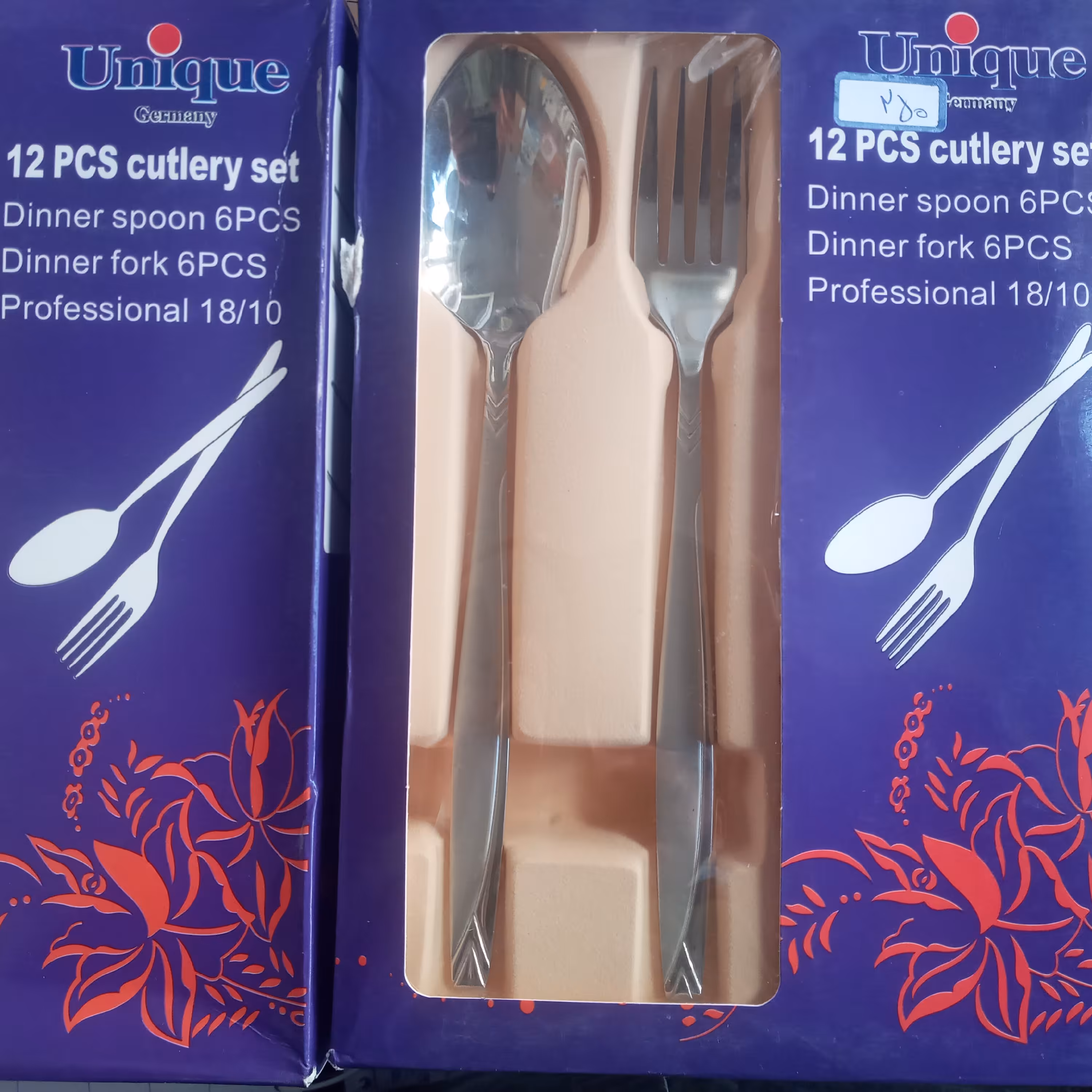 قاشق و چنگال یونیک 6 قاشق و شش چنگال سنگین  مارک یونیک