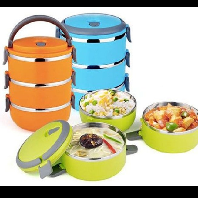 ظرف غذای رنگی سه طبقه یک عددی باارسال رایگان