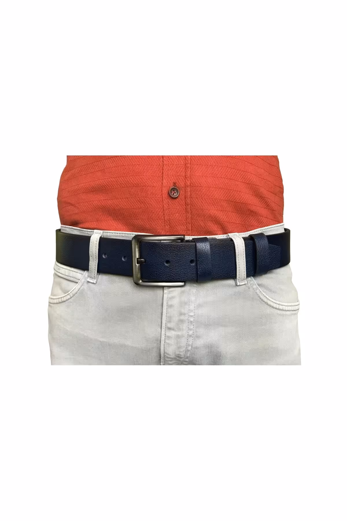 کمربند آبی مردانه و زنانه اسپرت جین 100% 4.5 سانتی متری سرمه ای GoDeri