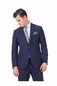 کت وشلوار آبی مردانه Saks Blue 4 قطره معمولی مناسب قالب راحت و شلوار بافته شده Kip