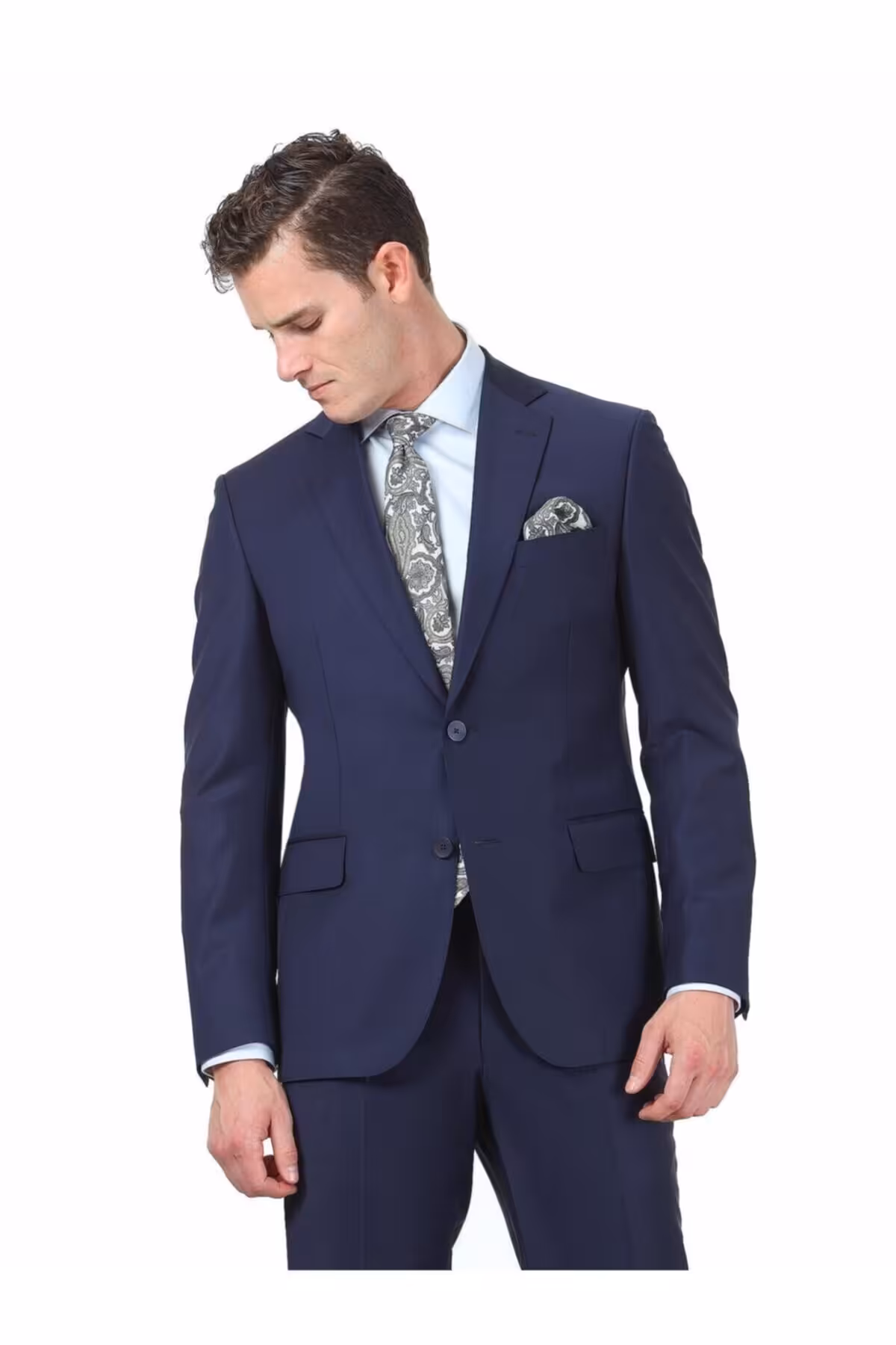 کت وشلوار آبی مردانه Saks Blue 4 قطره معمولی مناسب قالب راحت و شلوار بافته شده Kip