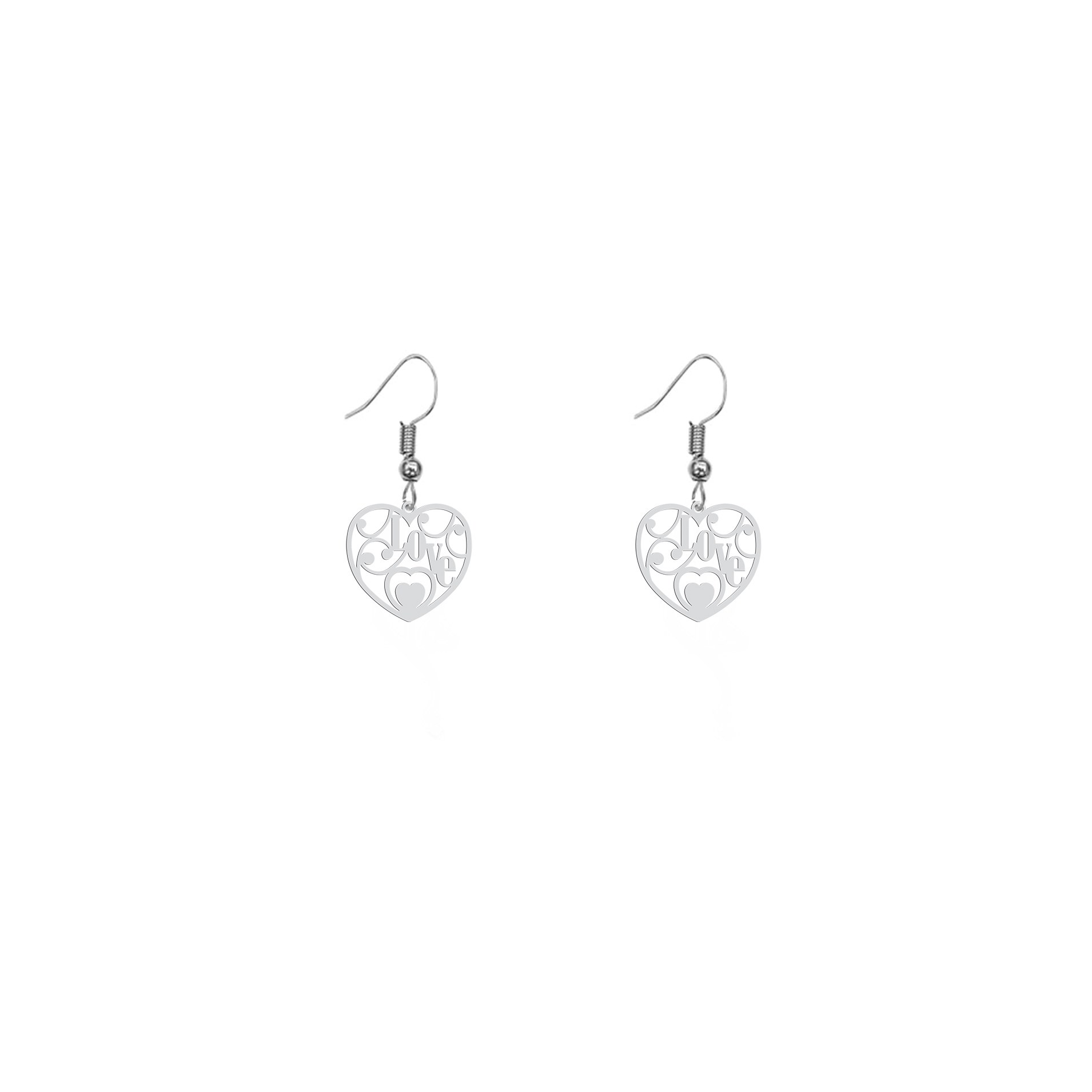 گوشواره هایکا گالری طرح قلب و love کد ha376