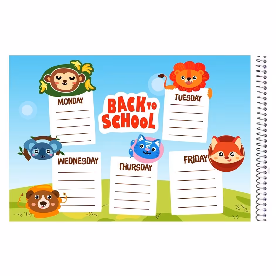 دفتر نقاشی فانتزی طرح برنامه هفتگی   کد 19، فنری از بالا، 40 برگ سایز A5