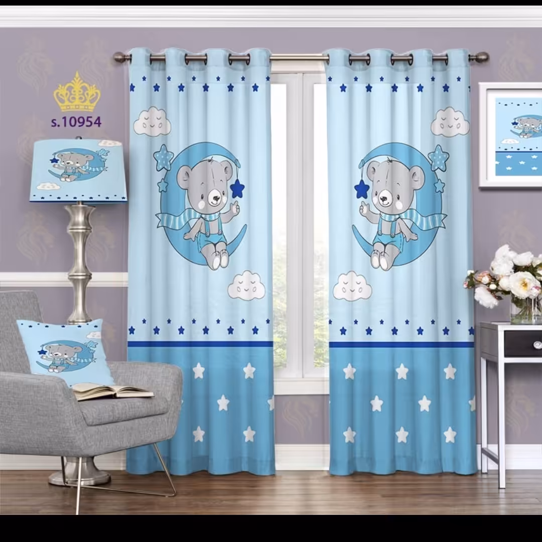 پرده اتاق خواب کودک دو قواره طرح کارتونی کد S10954