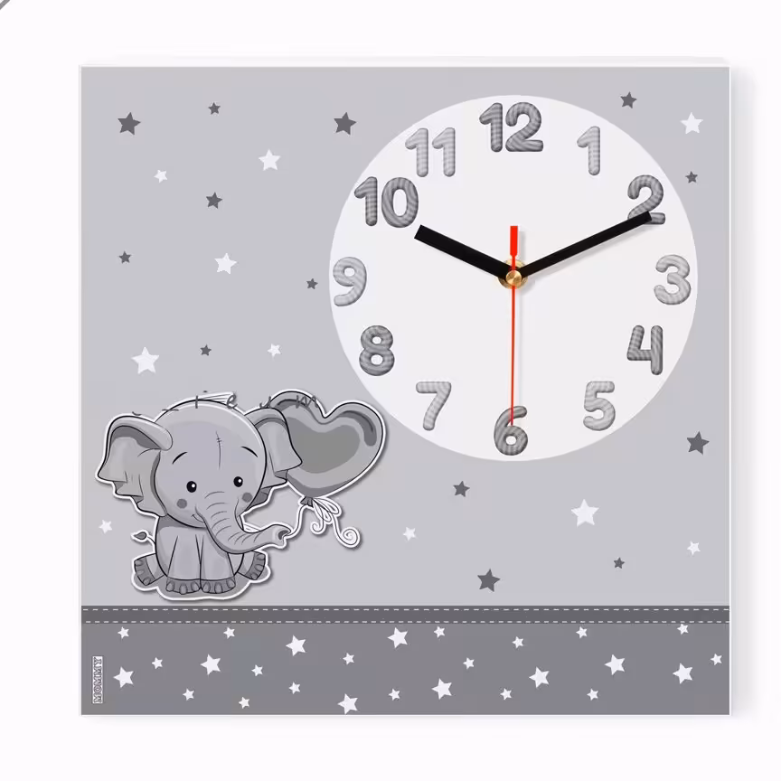 ساعت دیواری اتاق کودک طرح فیل و قلب 1111