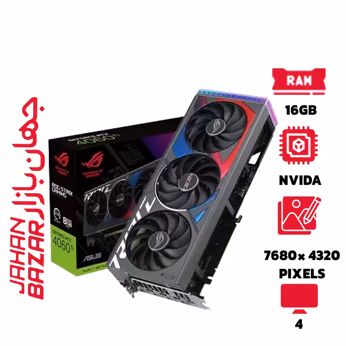 کارت گرافیک ایسوس ROG STRIX RTX 4060 Ti OC Edition GDDR6 16GB ظرفیت 16 گیگابایت