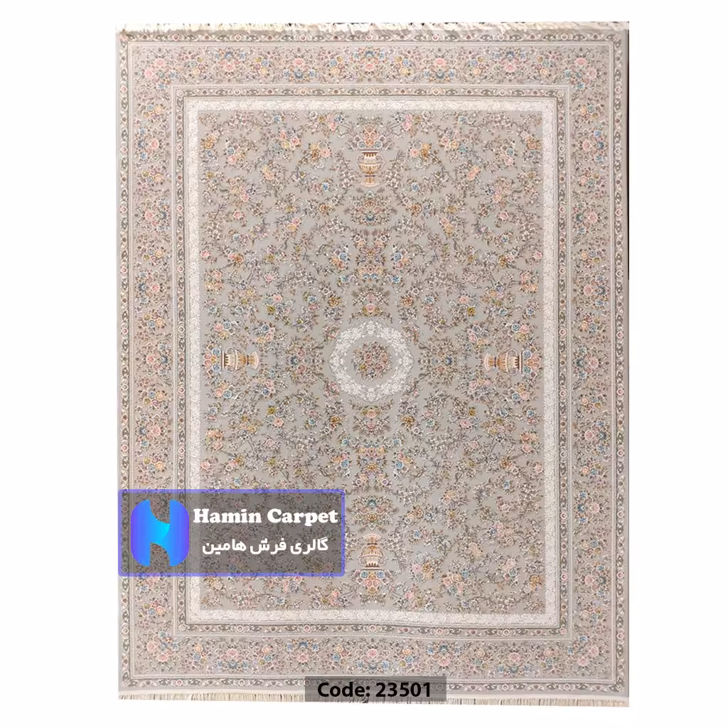 فرش 9 متری 1200 شانه تراکم 3600  نخ اکلریک گل برجسته کد AR23501