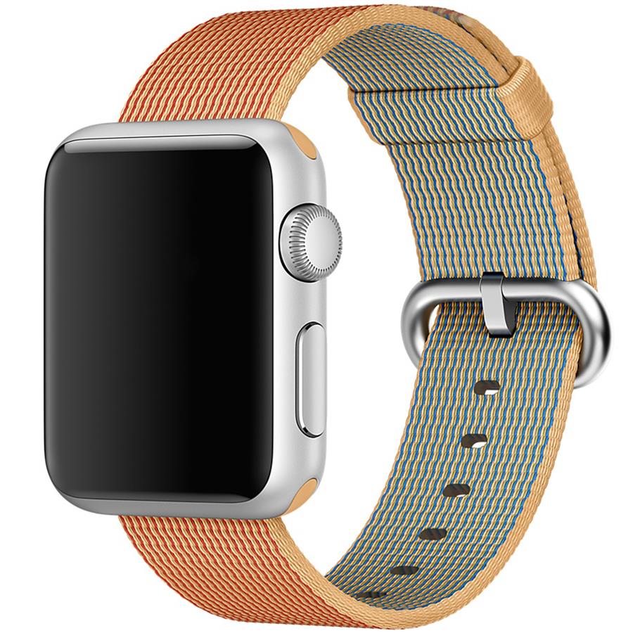 ساعت مچی هوشمند اپل 38 میلیمتر با قاب آلومینیوم و بند نایلون بافته شده طلایی