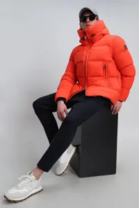 کاپشن نارنجی مردانه کت Tommy Goose Feather 20180 Lufian