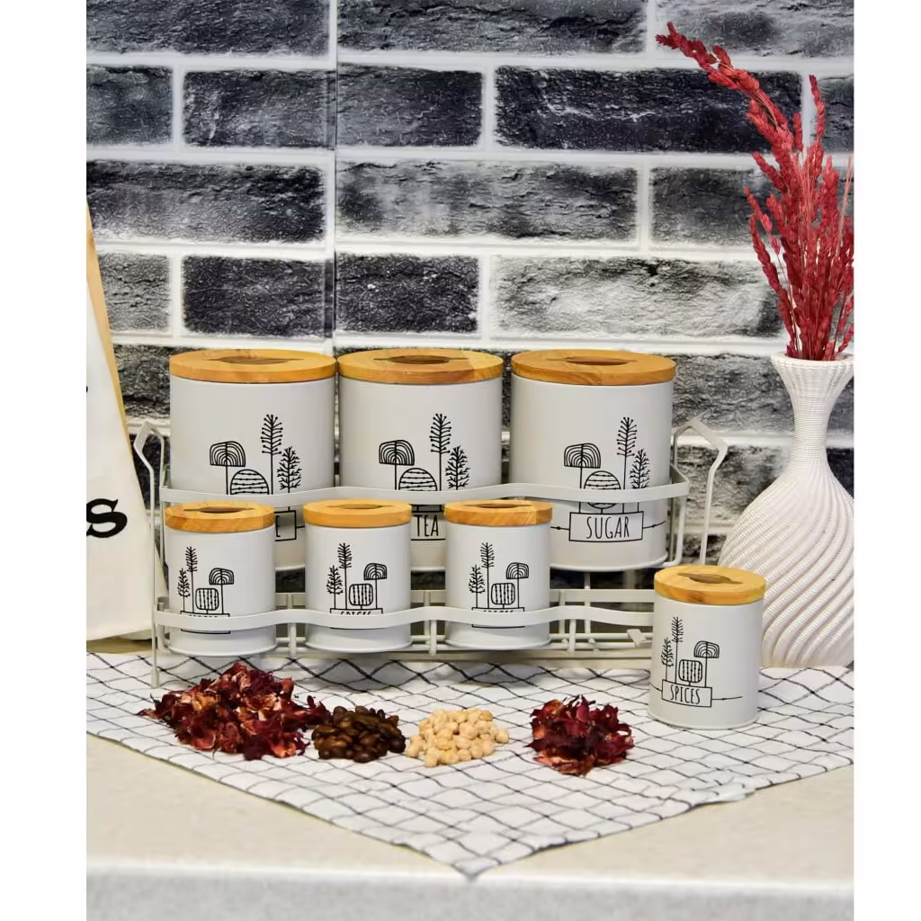 پاسماوری و ادویه 8 پارچه در چوبی طرح جدید Fancy (B.V.K )  سفید 863616