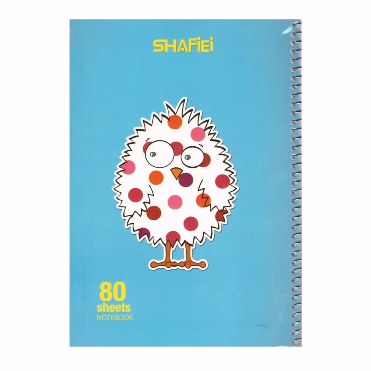 دفتر مشق 80 برگ فانتزی تک فنر جلد پرسی شفیعی طرح جوجه خال دار کد 112