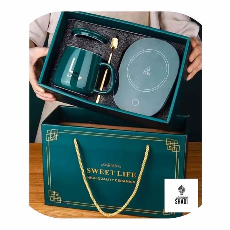 ماگ حرارتی هیتر دار  جعبه کادویی درجه یک با صفحه گرمکن 