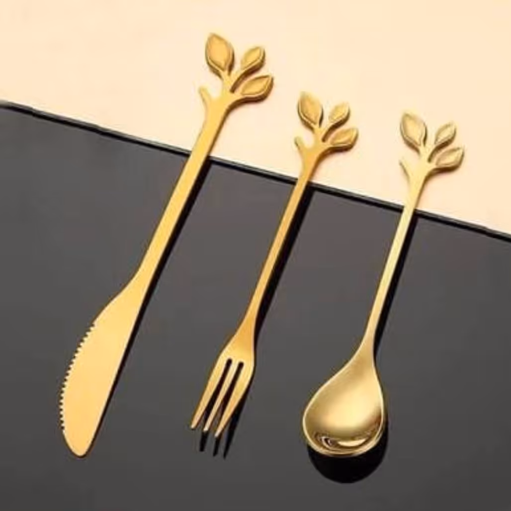 قاشق چای خوری و شربت خوری 6 تایی طرح برگ