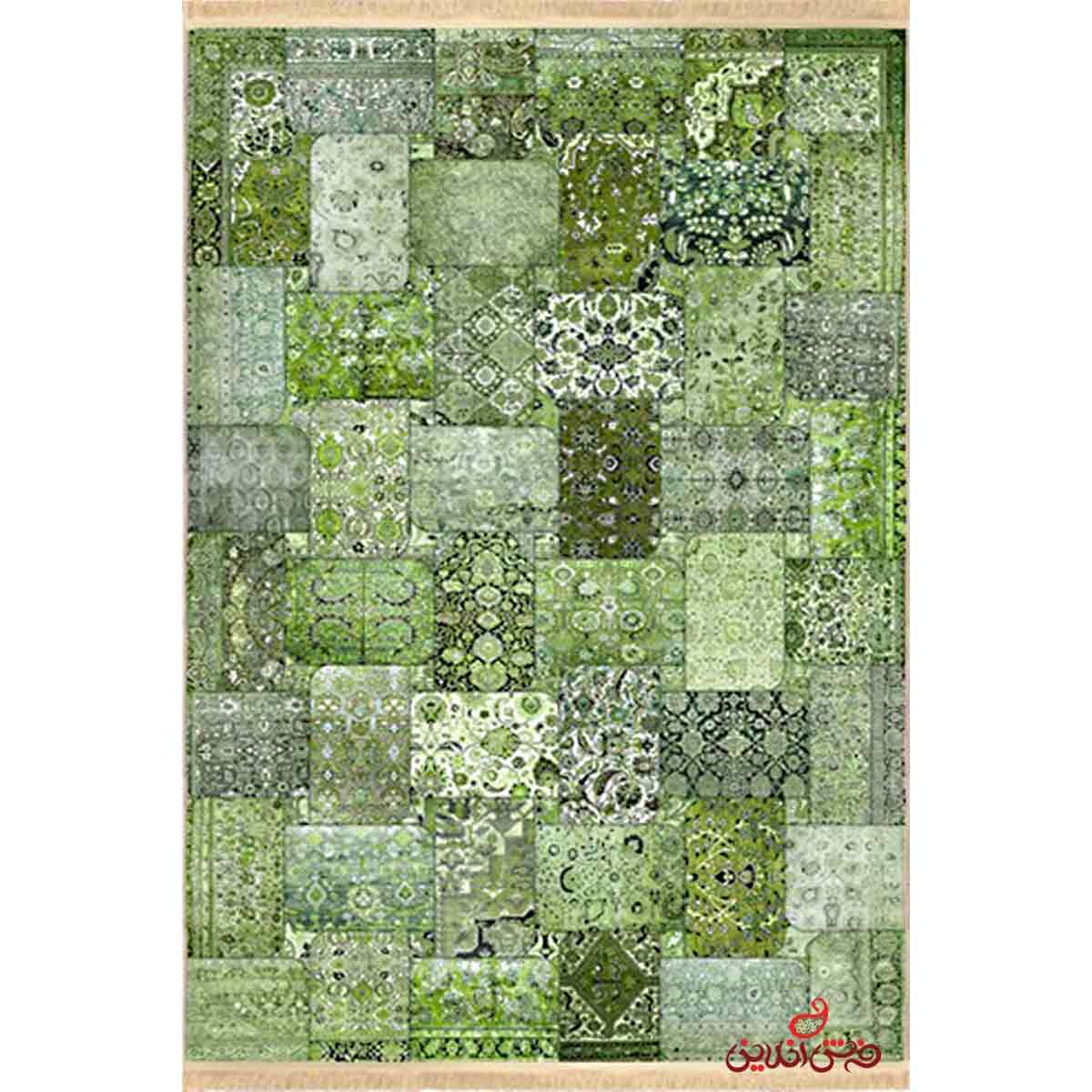 فرش ماشینی کلاریس کلکسیون چهل تیکه کد 100501 سبز