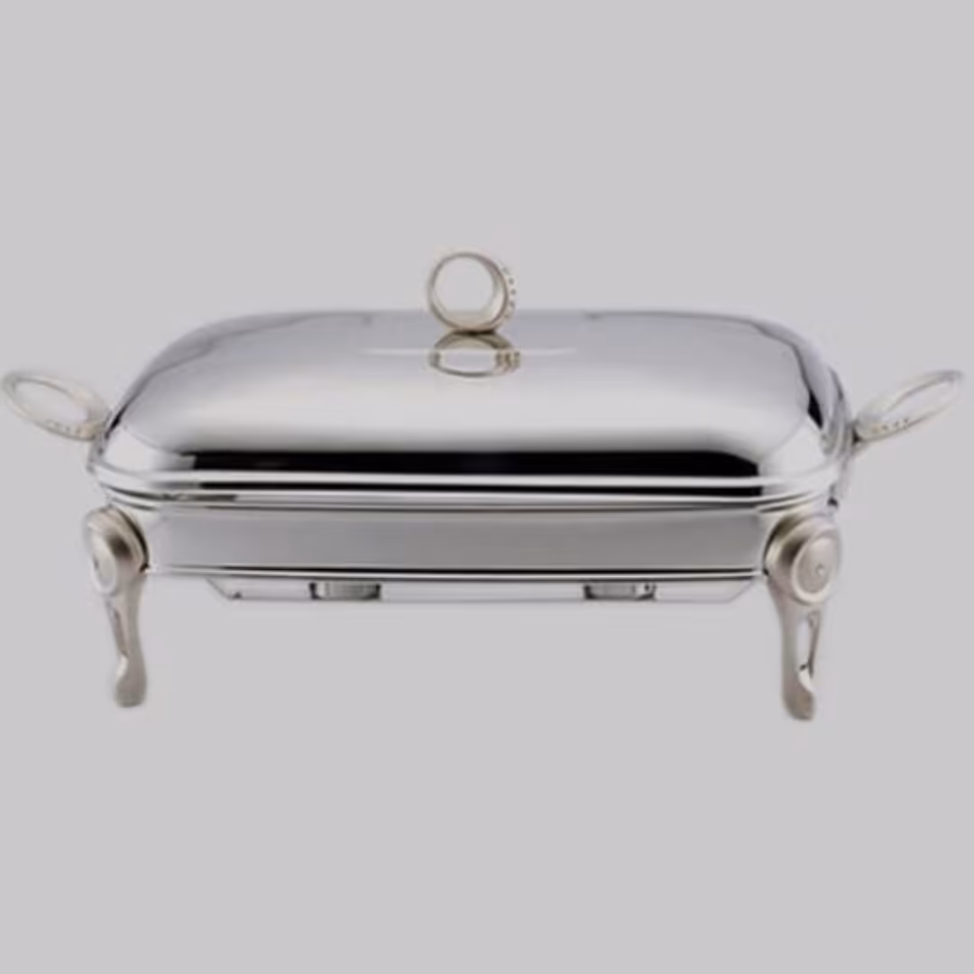 سوفله خوری یونیک مستطیل متوسط نگین دار نقره ای UN-3604