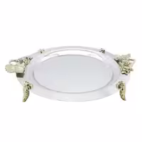 سینی استیل نگار مدل رز   دسته طلایی رنگ کد 308