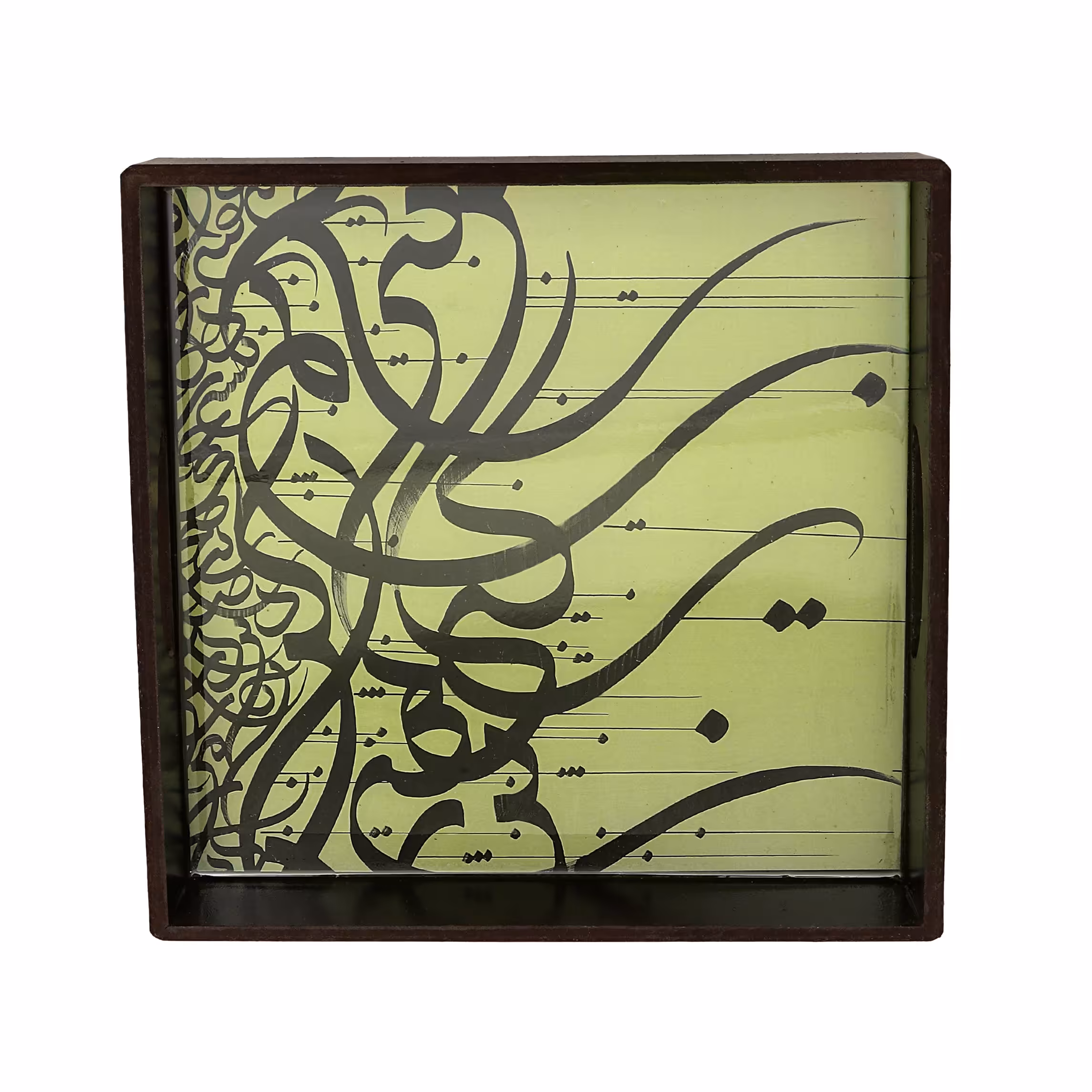 سینی چوب و رزین طرح حافظ  سبز رنگ