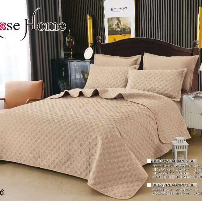 روتختی کتان نخ چهار فصل چرخ کاری شده سبک 6تیکه دونفره دارای ملحفه کش دار  وچهار