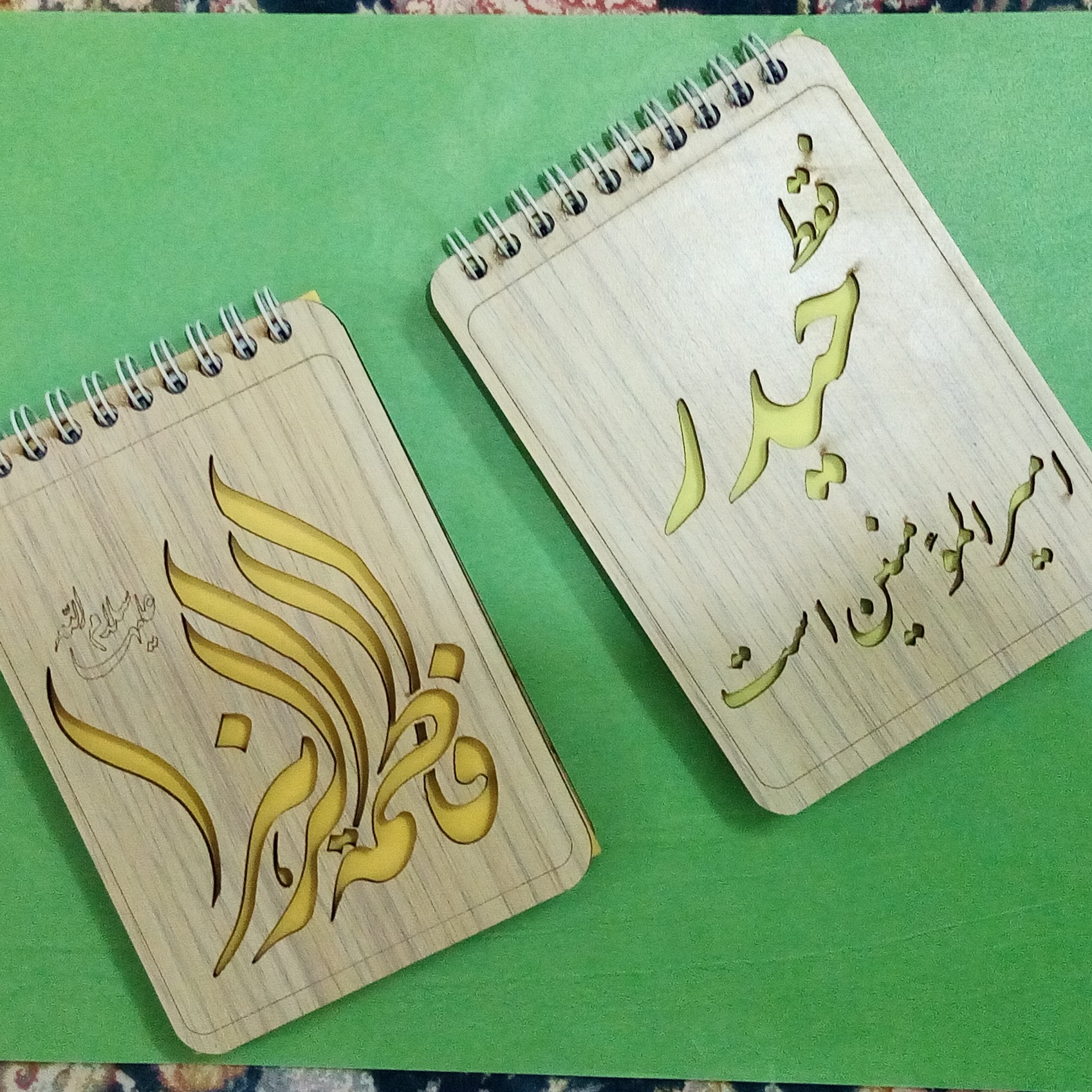 دفتر چه یادداشت جلد چوبی مذهبی 50برگ-دفترچه یاداشت