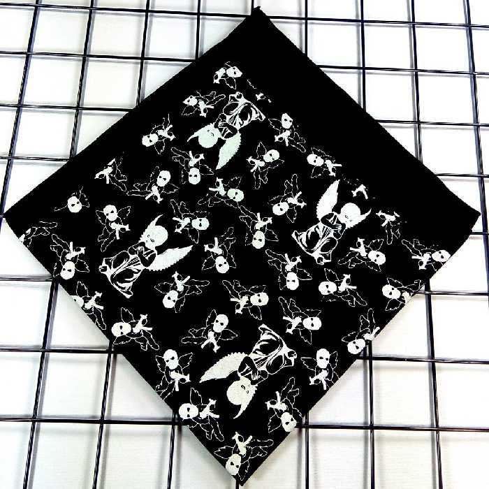 باندانا طرح فرشته گنگ پارچه مشکی نخی