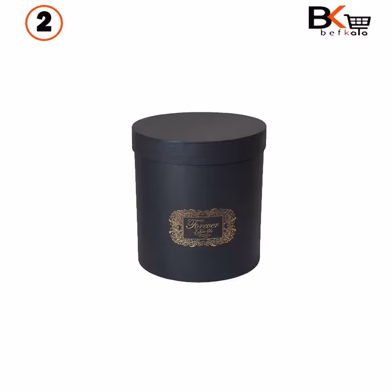 باکس کادویی استوانه ای ایستاده مشکی For ever کد62 سایز دو